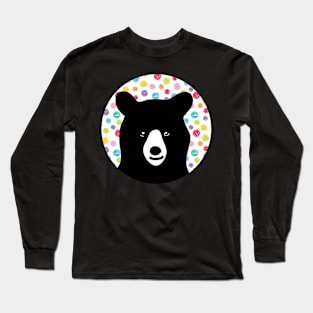 Black Bear with colorful polka dots Long Sleeve T-Shirt